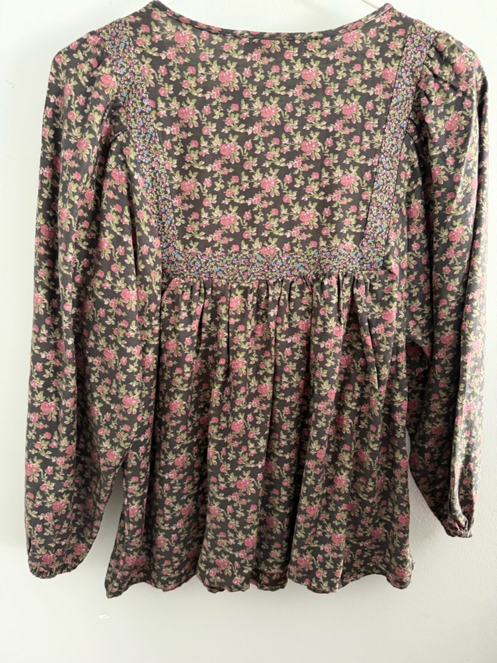 LUCKY BRAND Women’s Long Sleeve Mix Print Peasant Blouse-Black Multi-Size Small - Picture 5 of 12